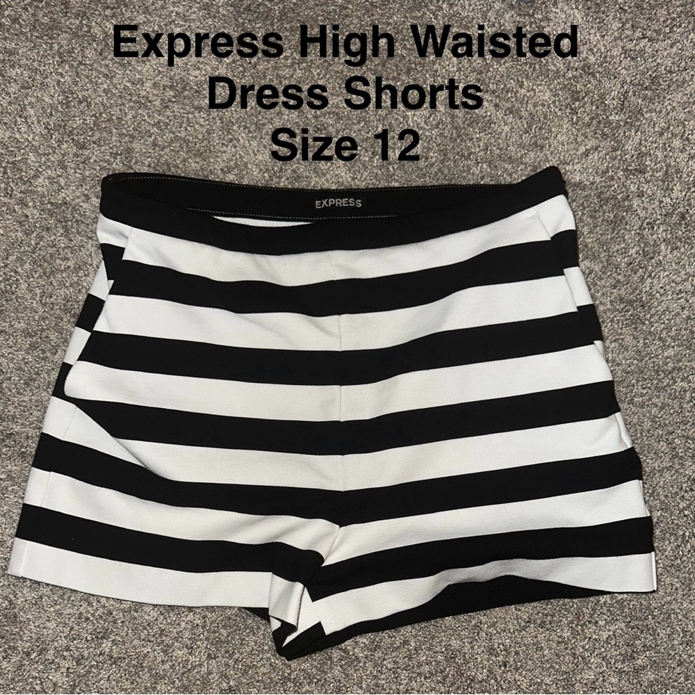 Express Black and White Striped Women's Shorts